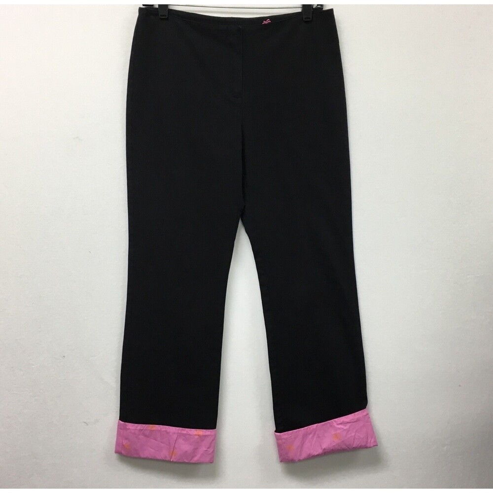 Lilly Pulitzer Women's Pants Size 4 Black Pink Cuffed Hem